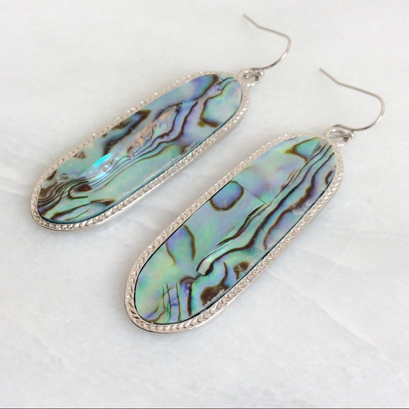 KENDRA Style Silver Drop Earrings in Abalone Shell NWT - Picture 3 of 3